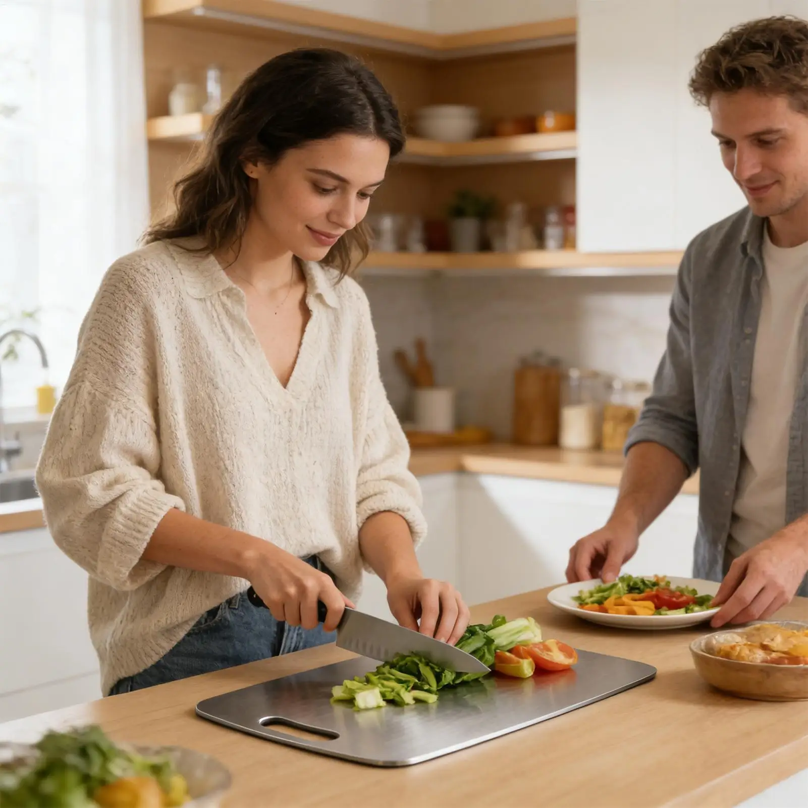 Meal Prep Chicken - Stainless Steel Chopping Board Double Sided