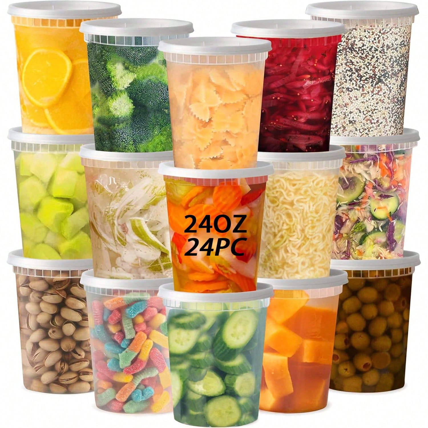 Meal Prep Soup - 24PCS Food Storage Containers, 32OZ Plastic