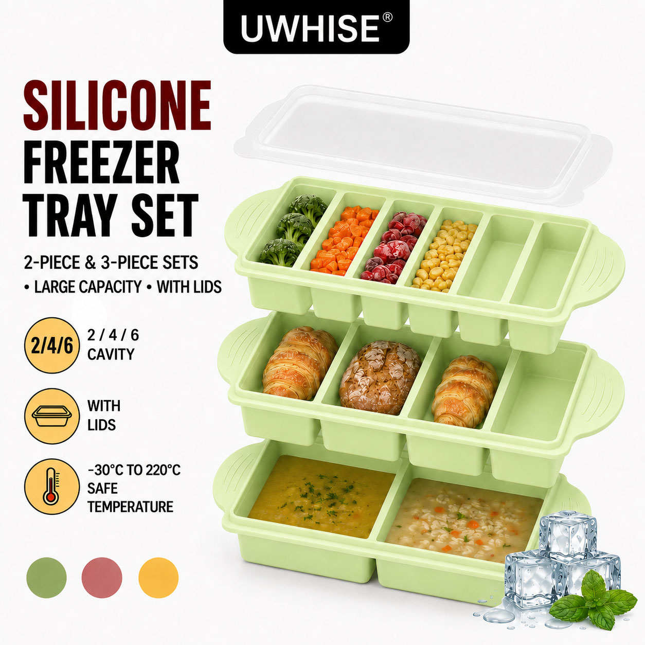 Uwhise 2/3 PACK Silicone Freez - Meal Prep Oatmeal 评论和价格