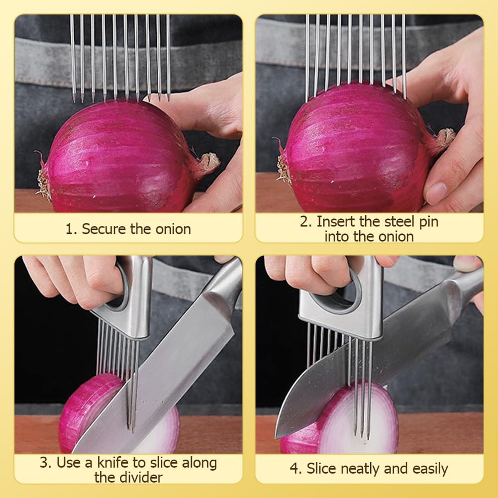ABFU-2PCS Stainless Steel Onio - Onion Holder Slicer 评论和价格