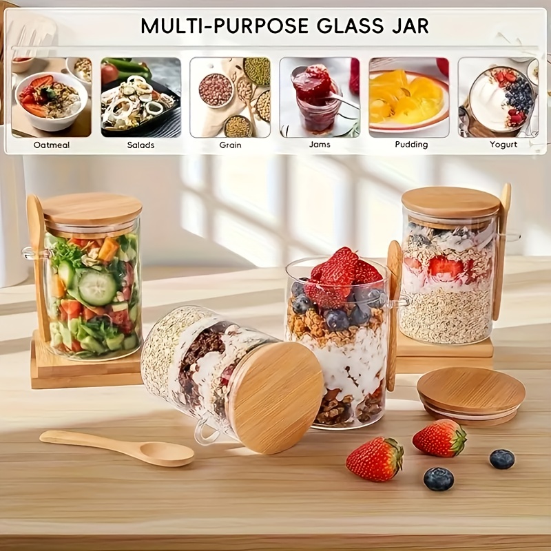 1/2/4/8Pcs Oatmeal Glass Cup S - Meal Prep Jar 评论和价格